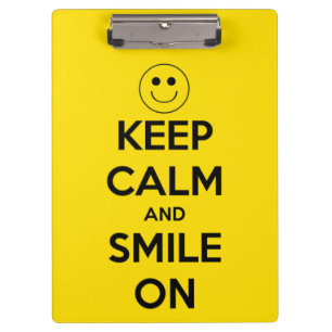 Keep Calm and Smile On Yellow Personalised Clipboard