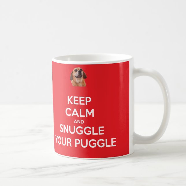 Keep Calm and Snuggle Your Puggle MUG - Red (Right)