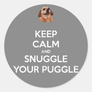 Keep Calm and Snuggle Your Puggle STICKER - Grey