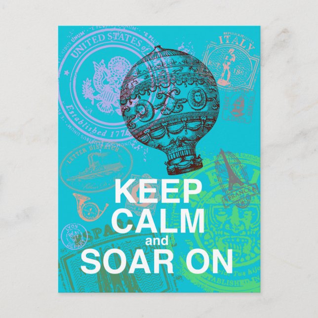Keep Calm and Soar On fun art print Postcard (Front)