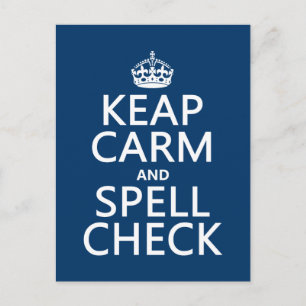 Keep Calm and Spell Check (with errors)(any colour Postcard