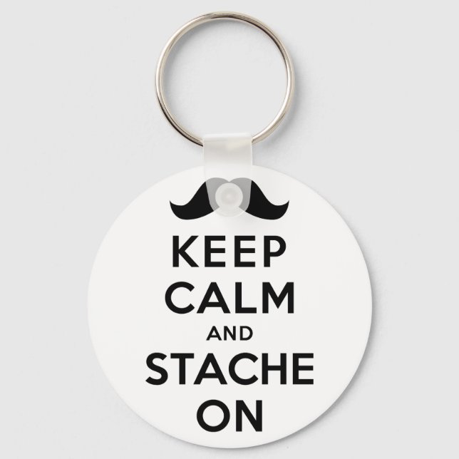 Keep Calm and Stache On Key Ring (Front)