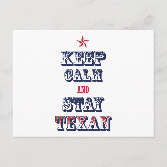 Keep Calm and Stay Texan Postcard (Front)