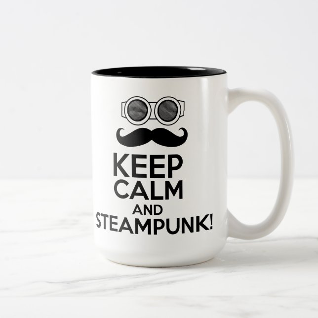 Keep Calm and Steampunk Two-Tone Coffee Mug (Right)