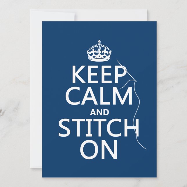 Keep Calm and Stitch On (all colours) Invitation (Front)