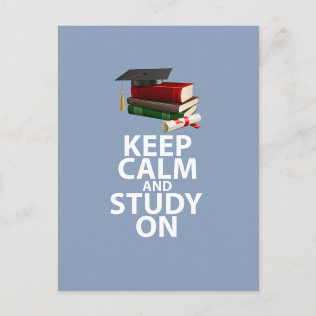 Keep Calm and Study On Original Motivational Print Postcard (Front)