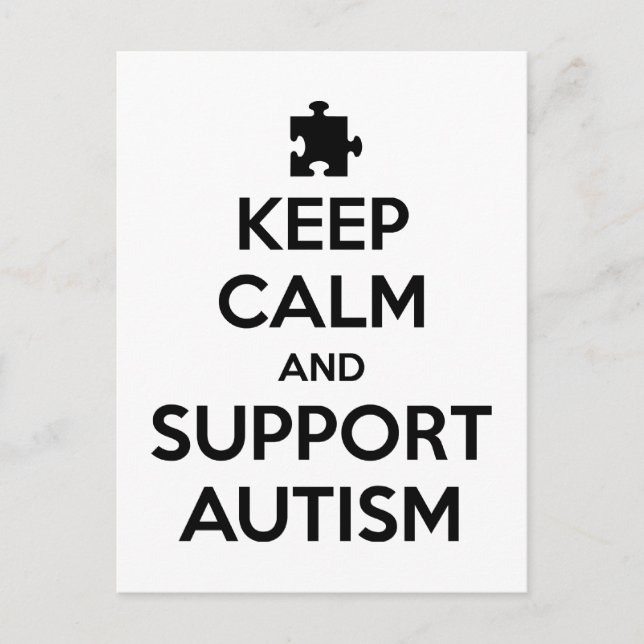 Keep Calm And Support Autism Postcard (Front)