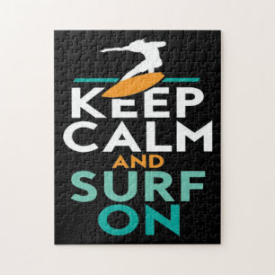 Keep Calm And Surf On Surfer Love Surfing Jigsaw Puzzle