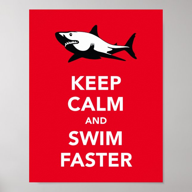 Keep calm and swim faster poster (Front)