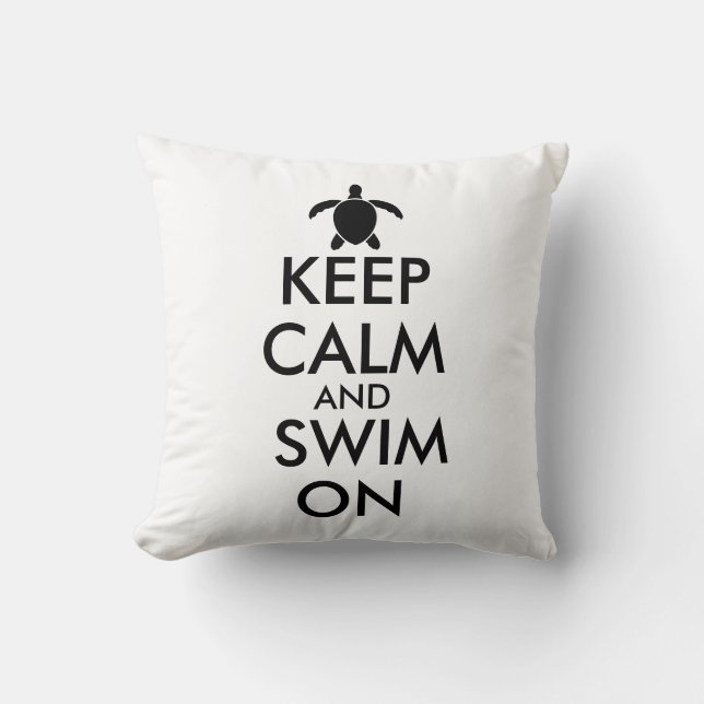 Keep Calm and Swim On Honu Sea Turtle Custom Cushion (Front)
