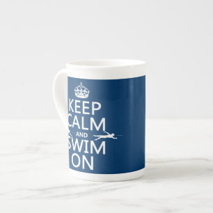 Keep Calm and Swim On (in any colour) Bone China Mug