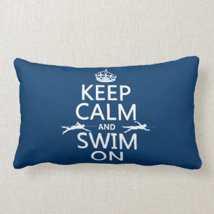 Keep Calm and Swim On (in any colour) Lumbar Cushion