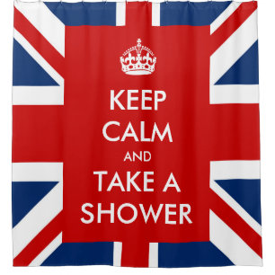 Keep Calm and Take A Shower and UK Flag Union Jack Curtain