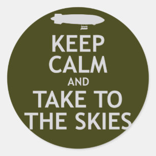 Keep Calm and Take to the Skies Classic Round Sticker