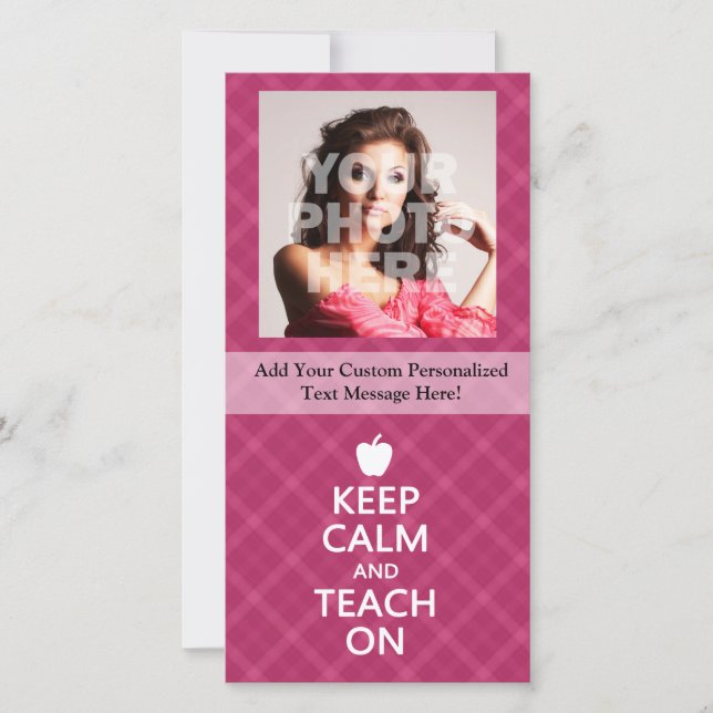 Keep Calm and Teach On, Pink Plaid (Front)