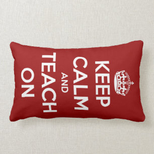 Keep Calm and Teach On Red Lumbar Cushion