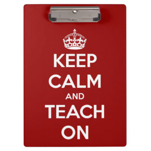 Keep Calm and Teach On Red Personalised Clipboard