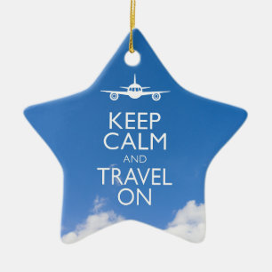 KEEP CALM AND TRAVEL ON CERAMIC TREE DECORATION