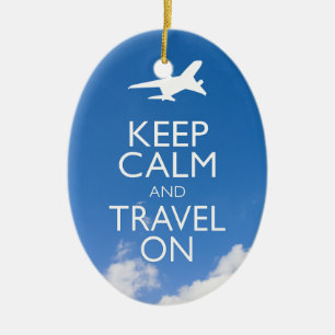 KEEP CALM AND TRAVEL ON CERAMIC TREE DECORATION