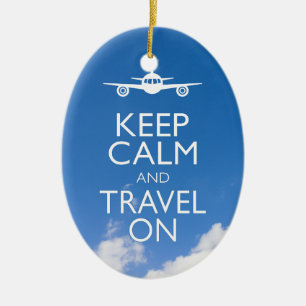 KEEP CALM AND TRAVEL ON CERAMIC TREE DECORATION