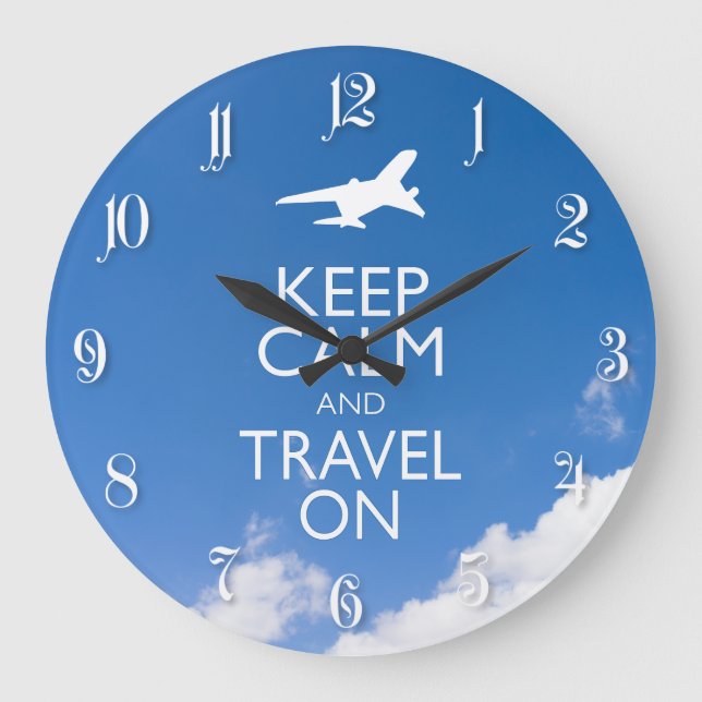 KEEP CALM AND TRAVEL ON LARGE CLOCK (Front)