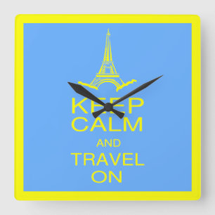 Keep Calm And Travel On Wall Clock