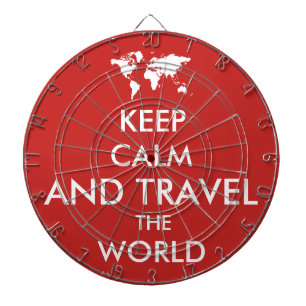 Keep calm and travel the world dartboard