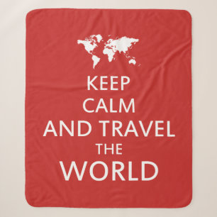 Keep calm and travel the world sherpa blanket