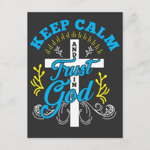 Keep Calm and Trust In God Cross Postcard