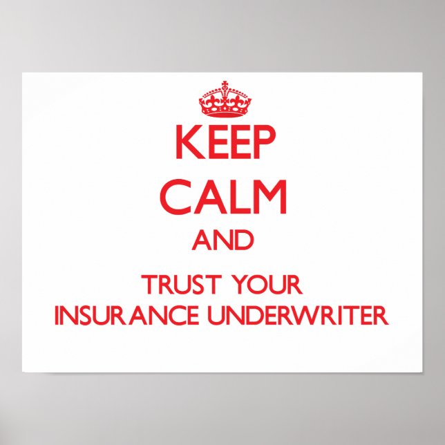 Keep Calm and Trust Your Insurance Underwriter Poster (Front)