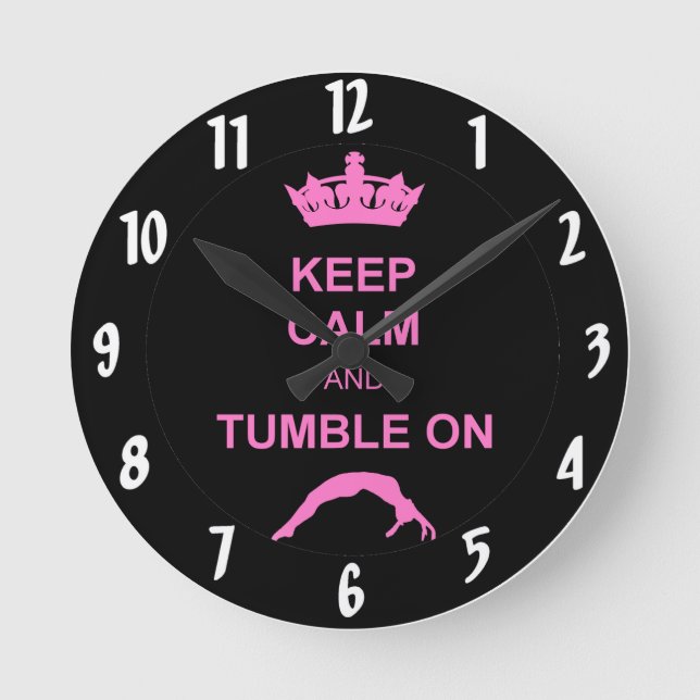 Keep calm and tumble gymnast round clock (Front)
