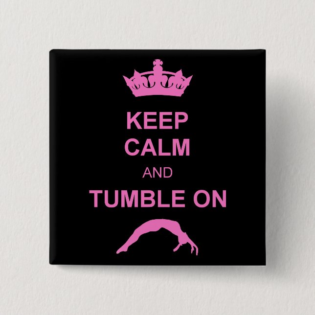 Keep calm and tumble gymnastics button (Front)