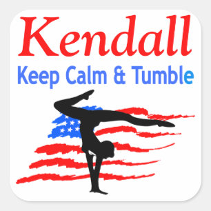 KEEP CALM AND TUMBLE PERSONALIZED GYMNAST STICKER