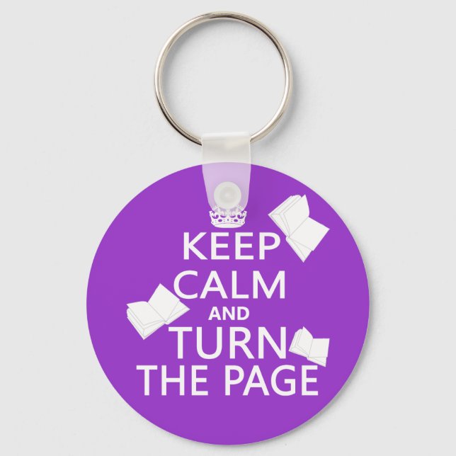 Keep Calm and Turn The Page Key Ring (Front)
