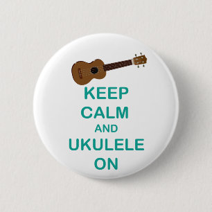 Keep Calm and Ukulele On unique Hawaii fun print 6 Cm Round Badge