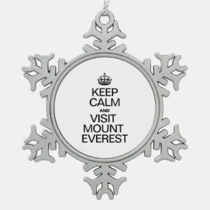 KEEP CALM AND VISIT MOUNT EVEREST SNOWFLAKE PEWTER CHRISTMAS ORNAMENT