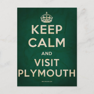Keep Calm and Visit Plymouth Postcard