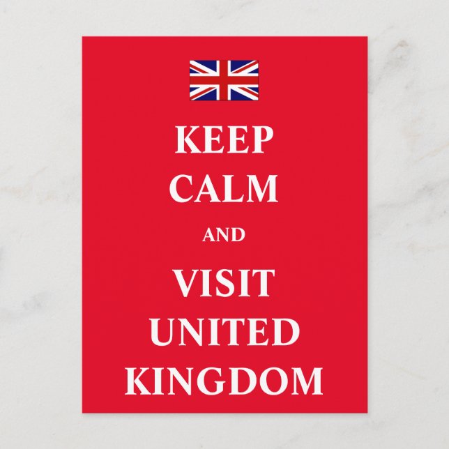 Keep calm and visit United Kingdom Postcard (Front)