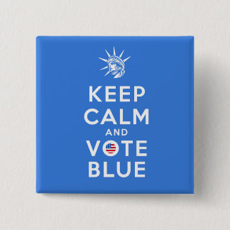 KEEP CALM AND VOTE BLUE 15 CM SQUARE BADGE