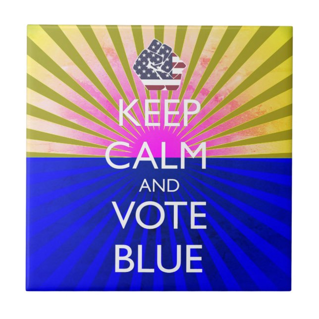 Keep Calm and Vote Blue Ceramic Tile (Front)