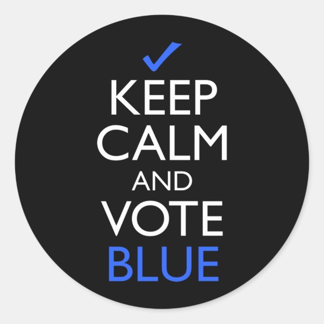Keep Calm And Vote Blue Classic Round Sticker (Front)