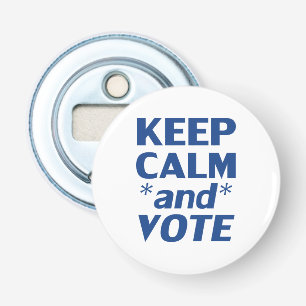 "keep calm and vote" blue, white - bottle opener