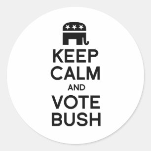 KEEP CALM AND VOTE BUSH -.png Classic Round Sticker