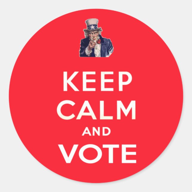 Keep Calm and Vote Classic Round Sticker (Front)