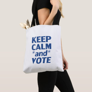keep calm and vote modern typography blue white tote bag