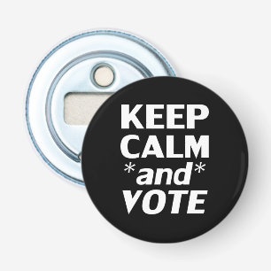keep calm and vote modern typography white black bottle opener