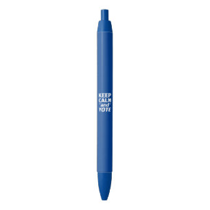 Keep calm and vote modern typography white blue ink pen