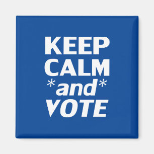 Keep calm and vote modern typography white blue magnet