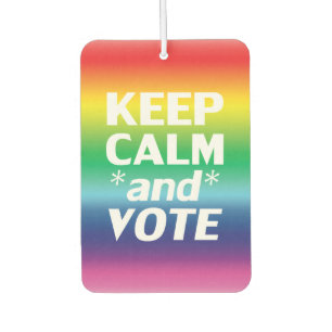 Keep calm and vote rainbow gradient lgbt gay pride car air freshener