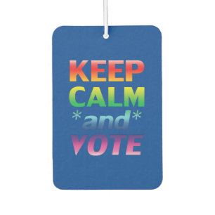 Keep calm and vote rainbow lgbt gay pride blue car air freshener